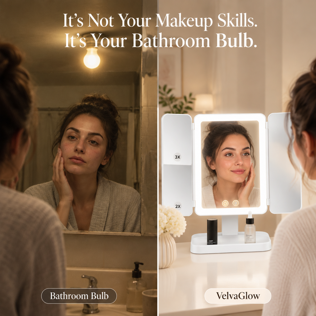 VelvaGlow™ Trifold LED Makeup Mirror
