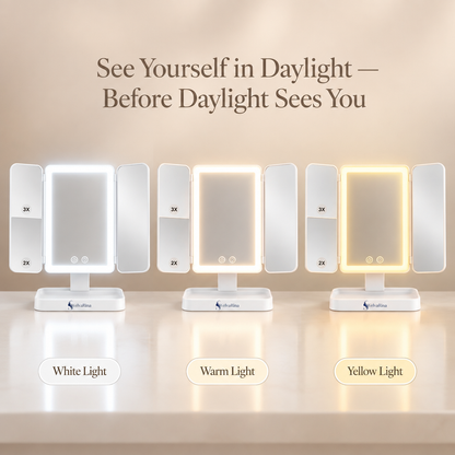VelvaGlow™ Trifold LED Makeup Mirror